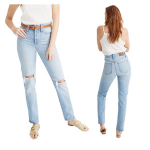 Madewell Classic Straight High Rise Mom Jeans Button Fly 100% Cotton Size 32